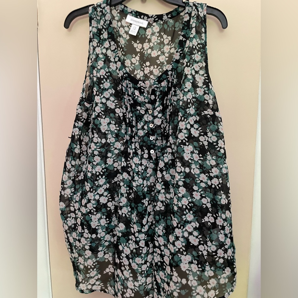 Motherhood Black and White Floral Tank Top